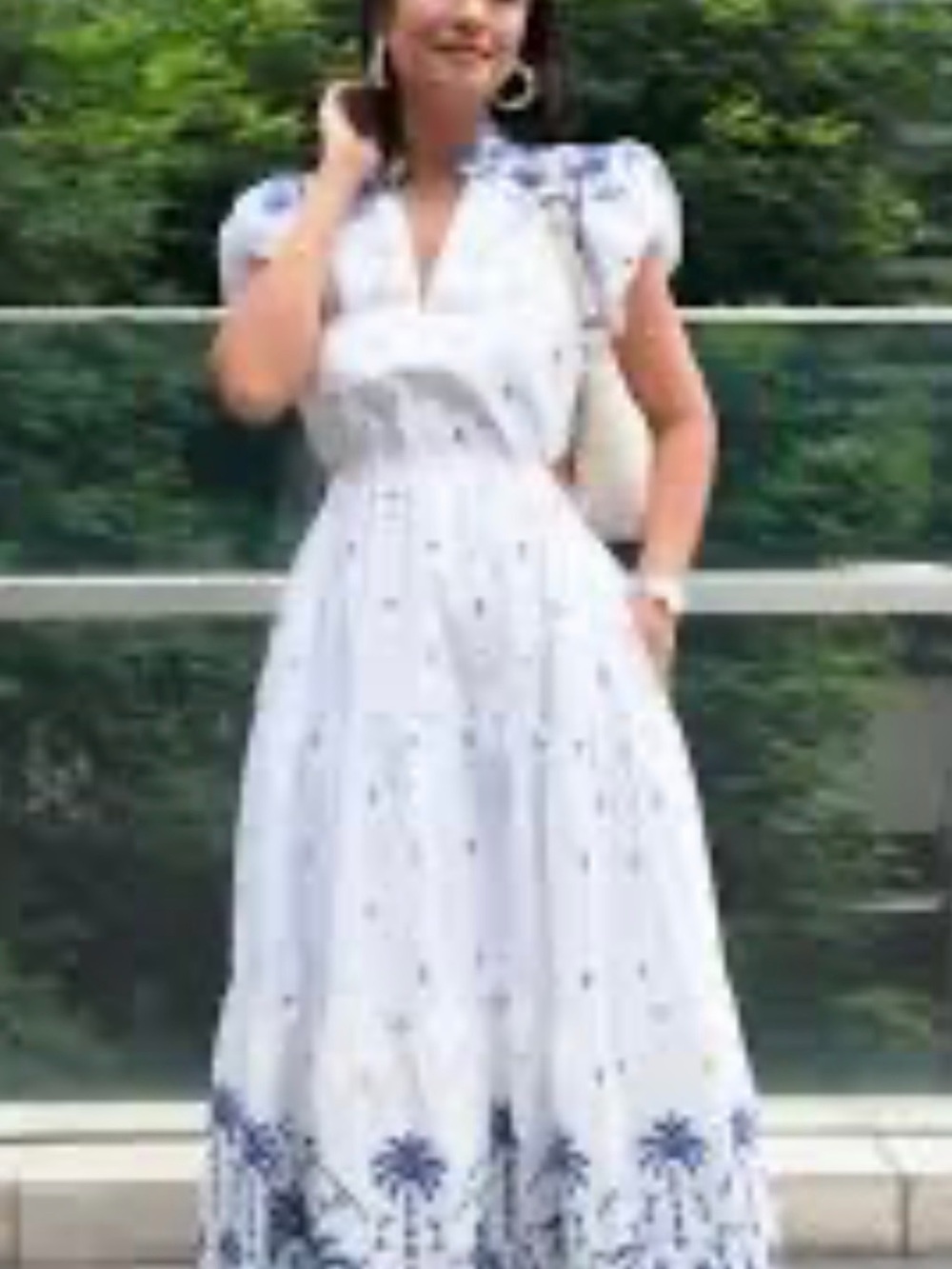 CALYPSO ST BARTH BLUE AND WHITE EMBROIDERY V-NECK MAXI DRESS M NWT - Picture 6 of 15